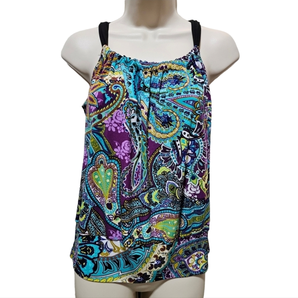 Women's Iz Byer Multicolored Paisley Sleeveless Blouse
